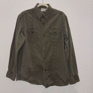 Stamp 10 Men's Size M Military Style Button Up Shirt Olive Front Pockets Utility